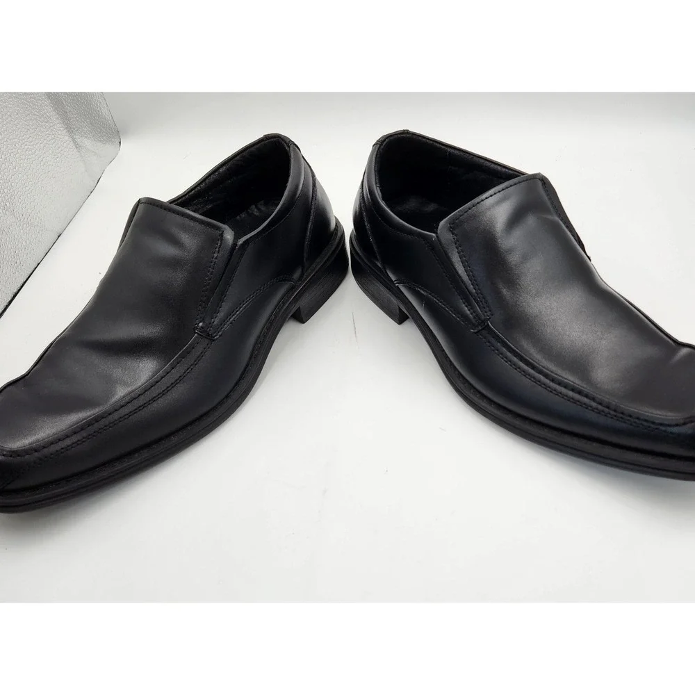 G.H. Bass & Co. Alberta Men 11.5 D Shoes Black Leather Square Toe Slip On Loafer